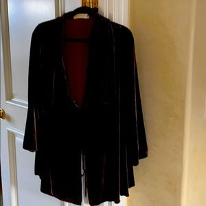 Velvet top. Longer in front.